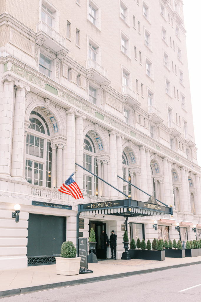 Engagement Session in Downtown Nashville at the Hermitage Hotel and the War Memorial Auditorium